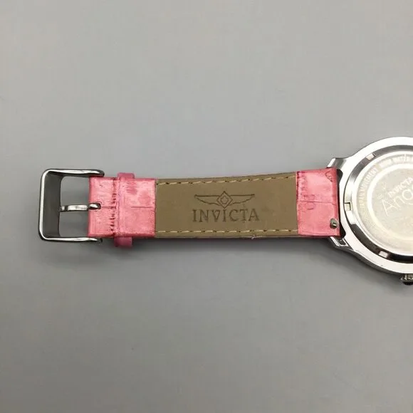 Invicta Angel Watch 40mm Silver Tone Crystals 25744 Pink Leather New Battery - Picture 10 of 15